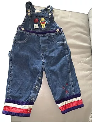 Disney Store Winnie The Pooh & Snowman Bib Overalls 6 Months Denim • $10.20