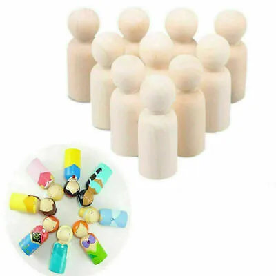£3.06 • Buy 10 PCS Wooden Peg Doll People Unfinished Plain Blank Bodies Angel Baby DIY Craft