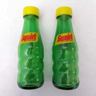 Vintage Squirt Soda Salt And Pepper Shakers Green Glass Bottles Screw Top Lid • £6.71