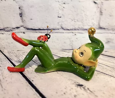 Vintage Josef Original Ceramic Sprite Pixie Elf Ladybug  Land Of Make Believe  • $34.99