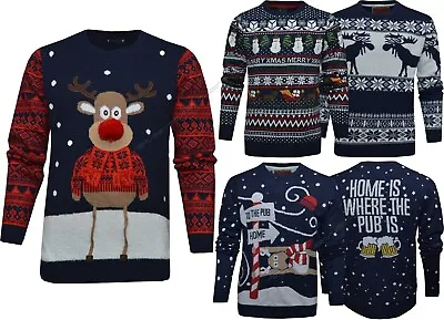 £12.99 • Buy Mens Christmas Knitted Jumpers Reindeers Snowmen Santa Claus Merry Xmas XS - 3XL