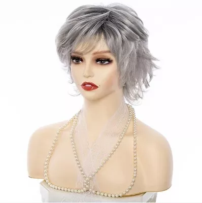 Women Ladies Natural Short Straight Curly Wavy Hair Wigs Cosplay Full Wig • $13.69