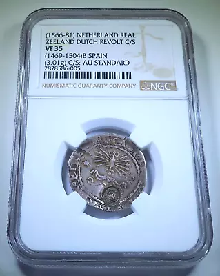 $3095 • Buy NGC VF35 Zeeland Countermark 1500s Spanish Ferdinand 1 Real Netherlands Cob Coin