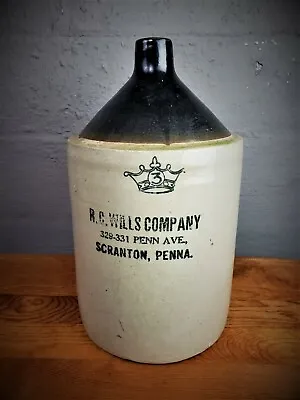 Antique 3 Gallon Stoneware Jug Scranton PA RG Wills Whiskey  • $224