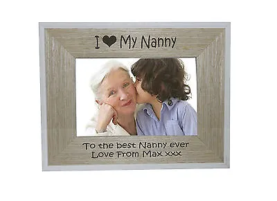 I Heart-love My Nanny 6 X 4 Photo Frame White Edge Wood Frame - Free Engraving • £12.75