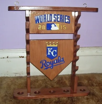 Mini Bats KC Royals World Series Display Shelf For 6 Mini Bats Stained Cherry  • $109.95