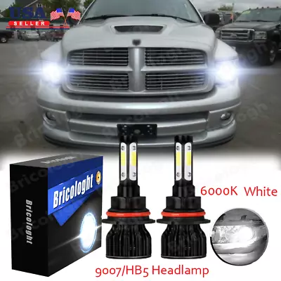 For 2002-2005 Dodge Ram 1500 6000K 2X 9007 LED Headlight High/Low Beam Bulbs Kit • $16.54