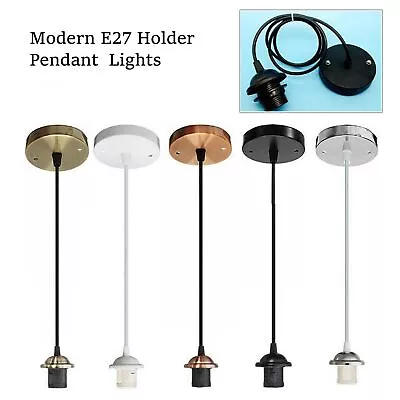 Pendant Light Fitting Ceiling Rose E27 Holder Hanging Lighting Suspension Set • £8.89