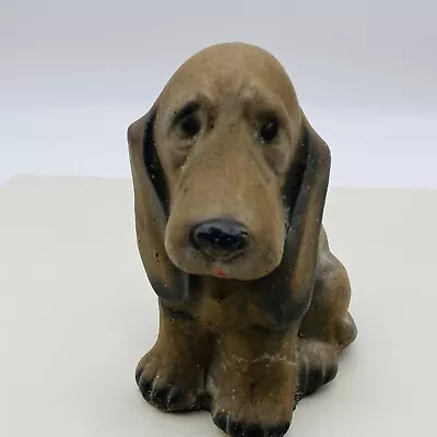 Basset Hound Statue Brown Heavy Stone Vintage • $21.25