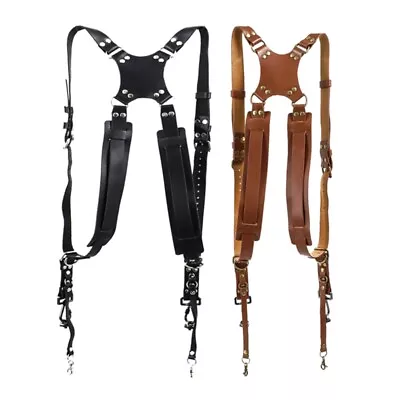 Leather Rivets Vintage Brace Photographer Camera Strap Suspenders For Men Women • $66.38