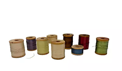 Lot Of 9 Belding Best Six Cord AH Rice Bartlett Silk Threads Wood Spools Sewing • $24.85