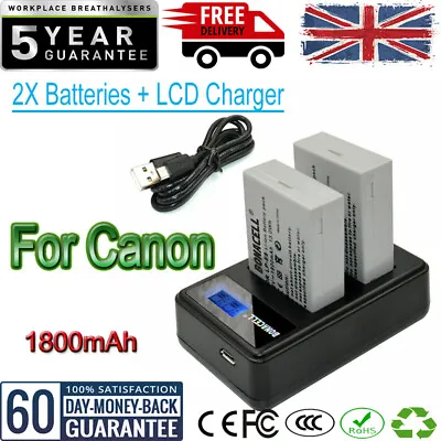 2Pack LP-E8 1800mAh Camera Battery+Charger For Canon EOS 550D 600D 700D Rebel • £18.49