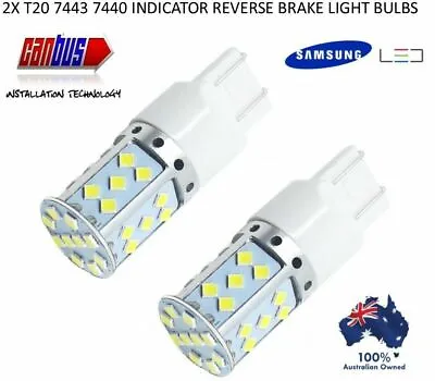 2x T20 7440 7443 Canbus Led White Reverse Indicator Brake Stop Tail Light Bulb   • $20.73