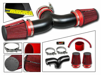 Short Ram Air Intake Kit MATT BLACK + RED For 01-04 Corvette C5 5.7 V8 Dual Twin • $98.99