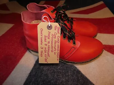 RED LEATHER CLOGS  HANDMADE BESPOKE  BOOTS  Size 8 Wide Fit EEE Querky Boho • £25