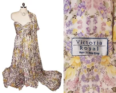 Vintage Victoria Royal Ruched Sweetheart Neckline Evening Gown Made In Hong Kong • $550