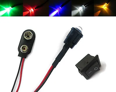 All Flashing LED Colours Multi-Purpose 12V 5mm Switch + PP3 Connector + Mount • £2.49