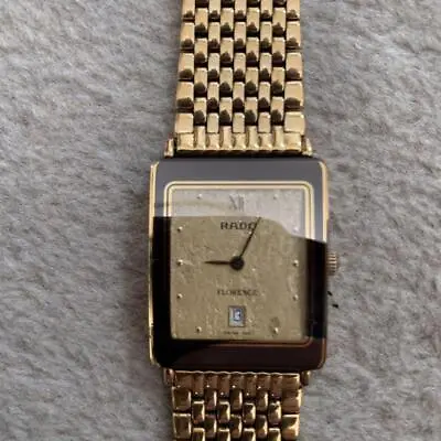 Rado Florence Watch Quartz Swiss Rectangle Date Gold Men's Dial Vintage Made • $368