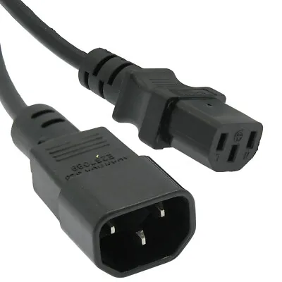 3ft Computer Power Extension Cord (NEMA C14 To C13 Plug)  18AWG  Black • $4.31