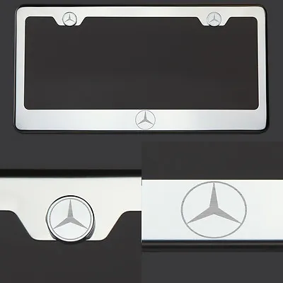 T304 Chrome Polished Mercedes-Benz Logo Laser Etched Engrave License Plate Frame • $28.98