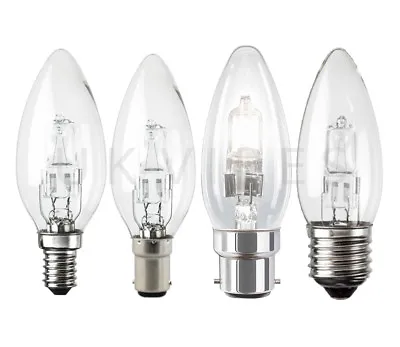 Halogen Candle SES Bayonet 18w 28w 42w Light Bulbs SBC ES Long Life Eco Lamps • £4.99