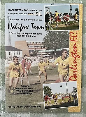 Football Programme - Darlington FC V Halifax Town - Division 4 - 15th Sept 1990 • £3.99