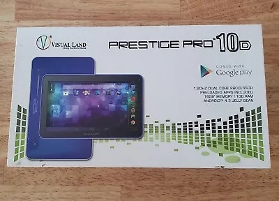 Blue Visual Land Prestige Pro 10 Android Tablet  Dual Core Processor 16 GB Mem • $39