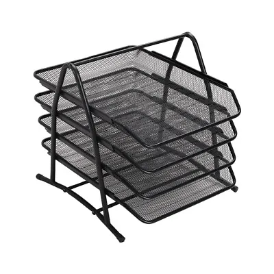 A4 Document Letter Tray 4 Tier Office Filing Trays Paper Holder Mesh Storage • £9.95