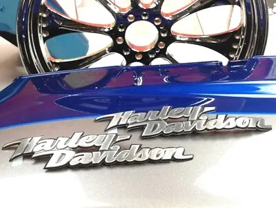 Genuine Harley Dyna Fuel Gas Tank Set Emblems Badges Dull Aluminum OEM • $202.25