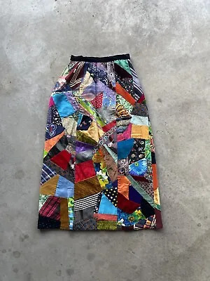 Vintage 70s Women’s Handmade Patchwork Multicolored Floor-length Skirt 28” • $114.49
