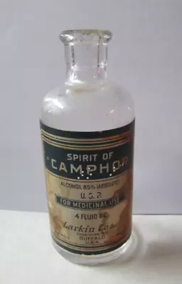 Antique Paper Label Medicine Bottle Spirit Of Camphor Larkin Co BUFFALO NY USA • $17