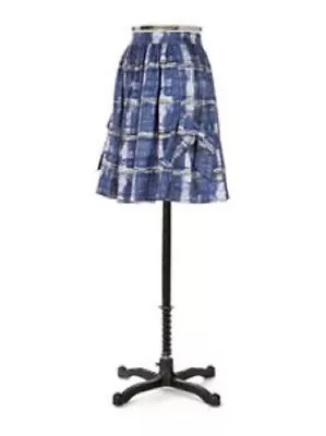 Anthropologie Skirt Lil Blue Watercolor Plaid Bow Size 0 • $29.99