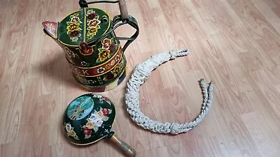 Painted Narrowboat Water Can & Dipper Roses And Castle + Turks Head Ropework  • £60