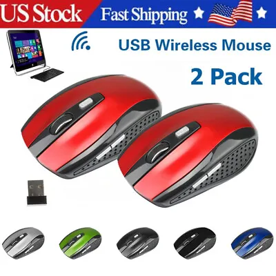 2 Wireless Optical Mouse Mice 2.4GHz USB Receiver For Laptop PC Computer DPI USA • $6.19