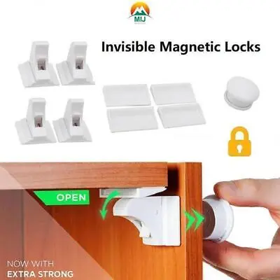 Invisible Magnetic Baby Kid Child Locks Proof Cupboard Drawer Safety Lock Catch • £11.78