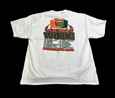 Vintage Miami Hurricanes Football The U Men’s 2002 Schedule T Shirt Size 2XL • $24.99