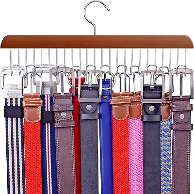 Belt Hanger (Wooden Cherry Maple 12 Hooks) Closet Organizer For Ties • $12.06
