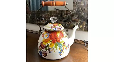 Mackenzie Childs Flower Market Teapot Tea Kettle DAMAGED AS IS Decor White • $65