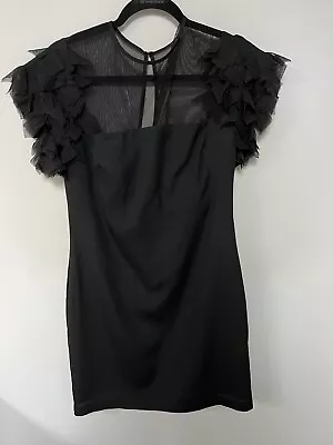 Miss Sixty M60 Womens Solid Open Chest Cap Sleeve Dress Black Sz M  (size 6) SEE • $19.99