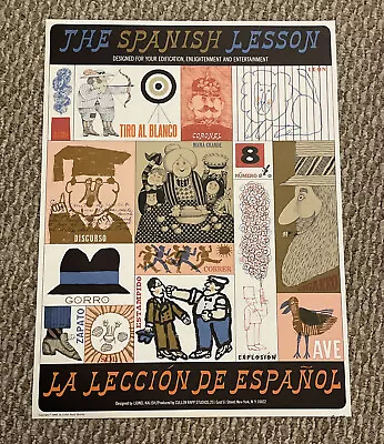 Vintage 1968 Spanish Lesson POSTER MCM Mid Century 15.5” X 20.5” Lionel Kalish • $240