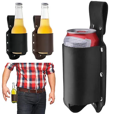 Wine Beverage Can Holder Cowboy Beer Holster Belt Leather Soda Bottle Pouch · • £6.49