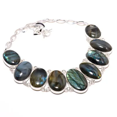 Labradorite Gemstone 925 Sterling Silver Jewelry Gift Necklace 18  U051 • £28.91