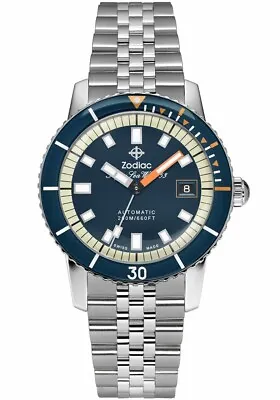 Zodiac Super Sea Wolf Automatic Stainless Steel Blue Dial & Bezel Watch ZO9266 • $995