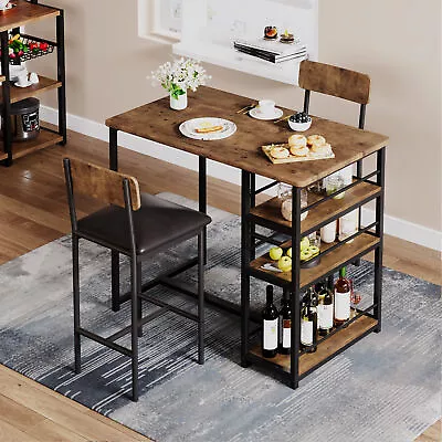 Dining Set Table And 2 Upholstered Bench Wood Top Breakfast Dinette For Kitchen • $119.99