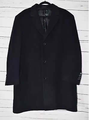 Calvin Klein Overcoat Men’s 44S Black Wool Cashmere Blend Long Sleeves • $75