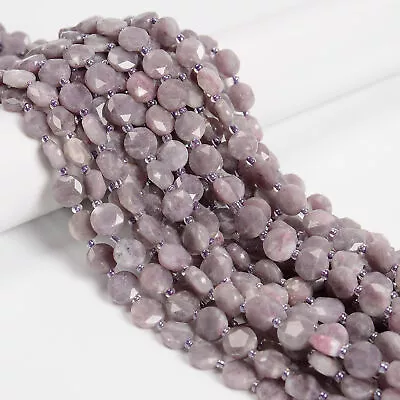 Natural Lepidolite Hexagram Cutting Faceted Coin Beads Size 10mm 15.5'' Strand • $16.99