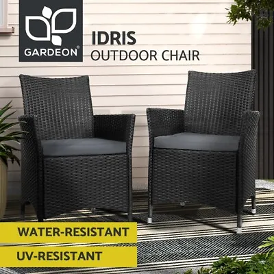 Gardeon 2PC Outdoor Dining Chairs Patio Furniture Wicker Chair Garden Idris • $210.95