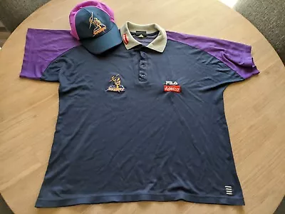 Vintage 2001 Melbourne Storm NRL Rugby Polo Shirt W Hat Cap • $49.99