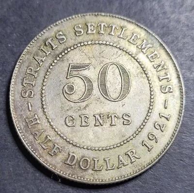 Straits Settlements 50 Cents Coin 1921 • $25.68