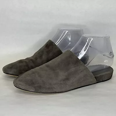 Vince Womens Mules Shoes Size 7.5 Gray Brown Suede Flat Heel Round Toe • $22.99